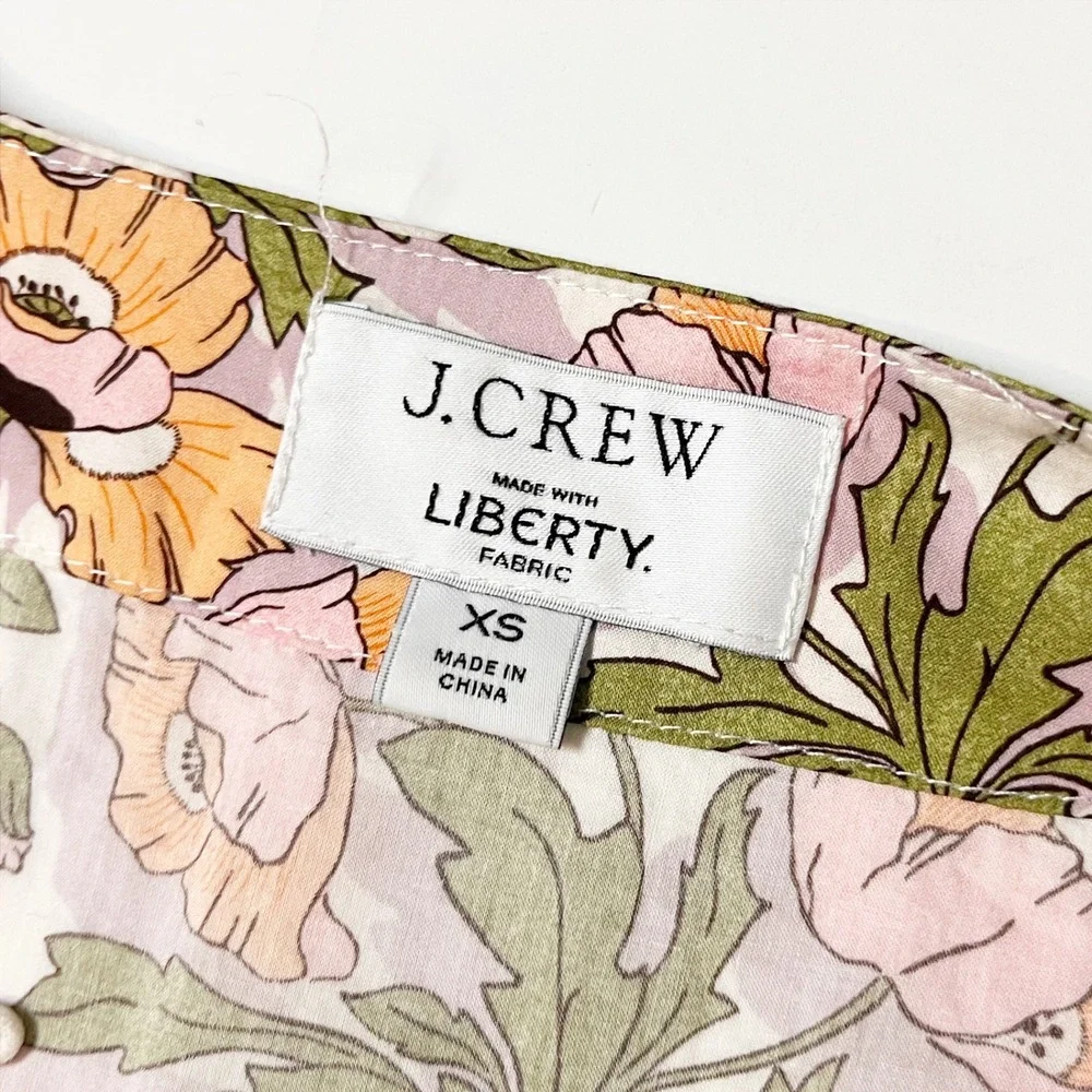 J. Crew Liberty Keyhole Popover Blouse XS Butterfield Poppy floral blouse cotton